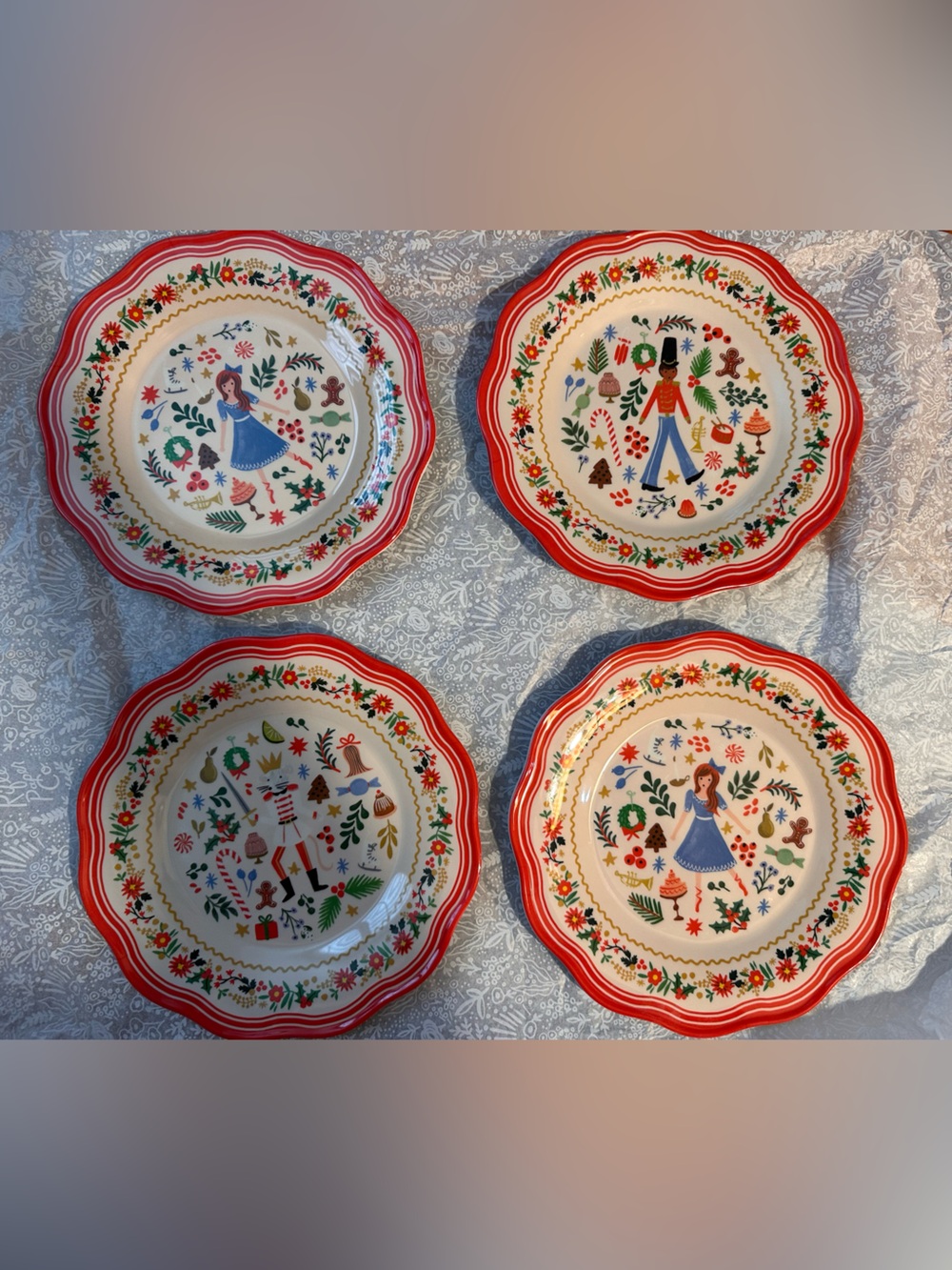 Rifle paper co Holly jolly melamine plates “The nutcracker” read description